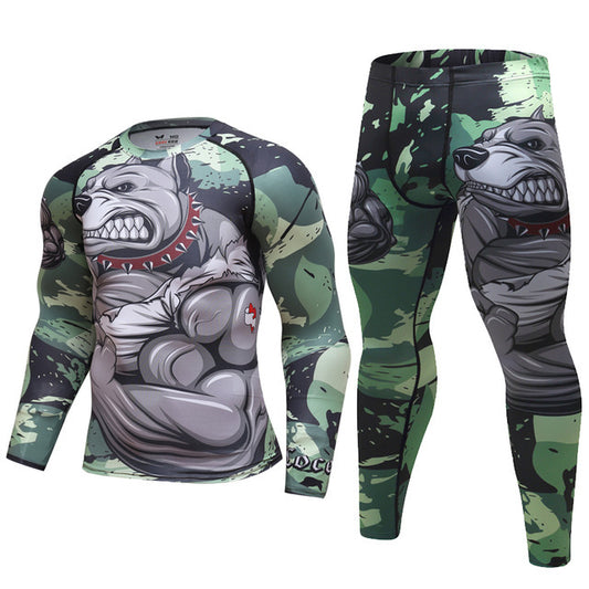 Mens Tracksuit Set D Animal Compression T-Shirt Pants Skin